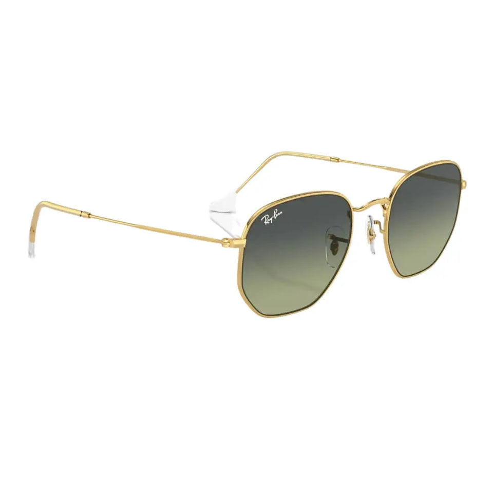 Ray-Ban Hexagonal RB3548 001/BH Arista Gold Frame and Green Vintage Lens Front Right View
