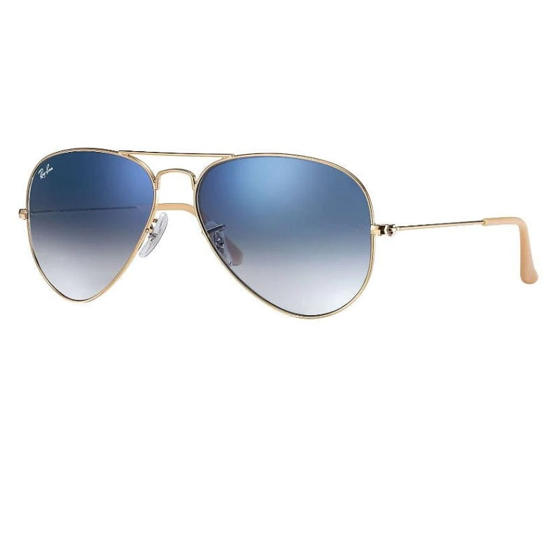 Ray-Ban RB3025 001/3F 58-14 Aviator Gradient sunglasses - Polished Gold - Metal - Light Blue Lenses