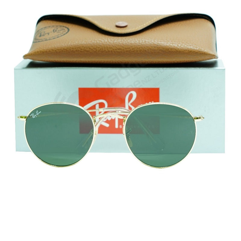 Ray-Ban Round Metal RB3447 001 Gold - Green Lenses For Men