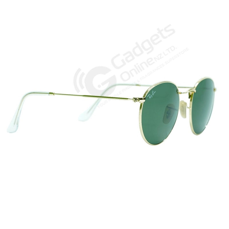 Ray-Ban Round Metal RB3447 001 Gold - Green Lenses For Men