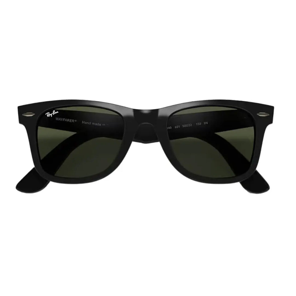 Ray-Ban Wayfarer RB4340 601 - Black Frame with Green Lens Folded View