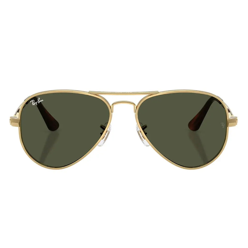Front view of Ray-Ban Aviator Max RB3925 001/31 featuring bold gold double bridge and green lenses - Gadgets Online NZ