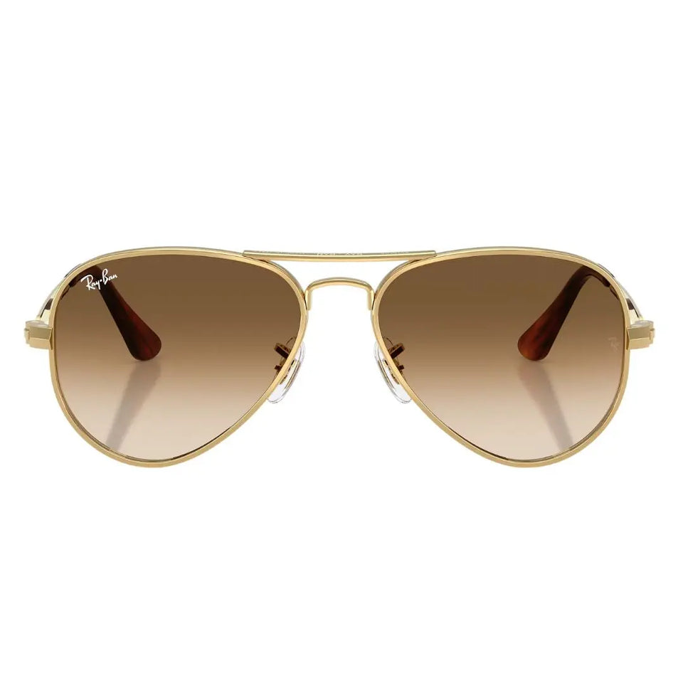 Front view of Ray-Ban Aviator Max RB3925 001/51 featuring bold gold double bridge and brown lenses - Gadgets Online NZ