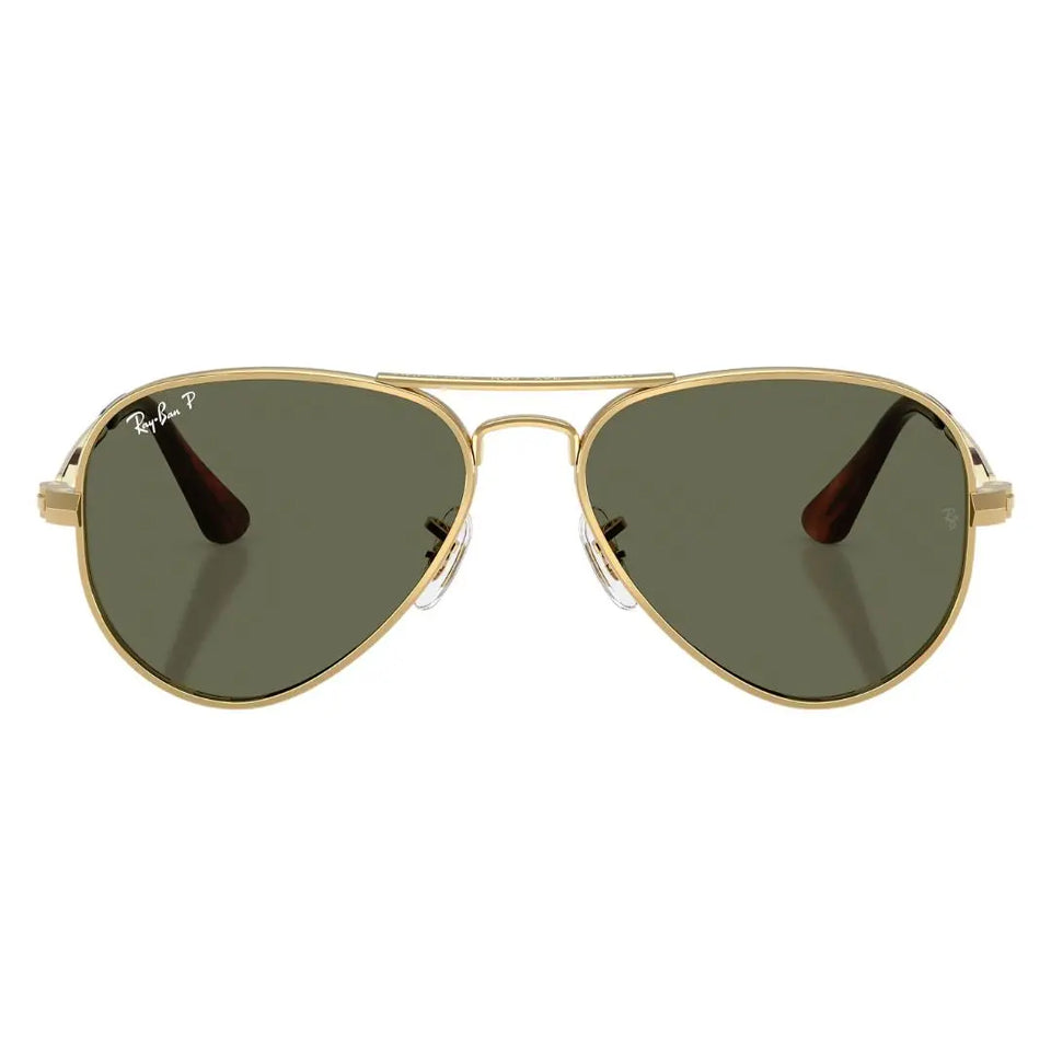 Front view of Ray-Ban Aviator Max RB3925 001/58 featuring bold gold double bridge and polarized lenses - Gadgets Online NZ