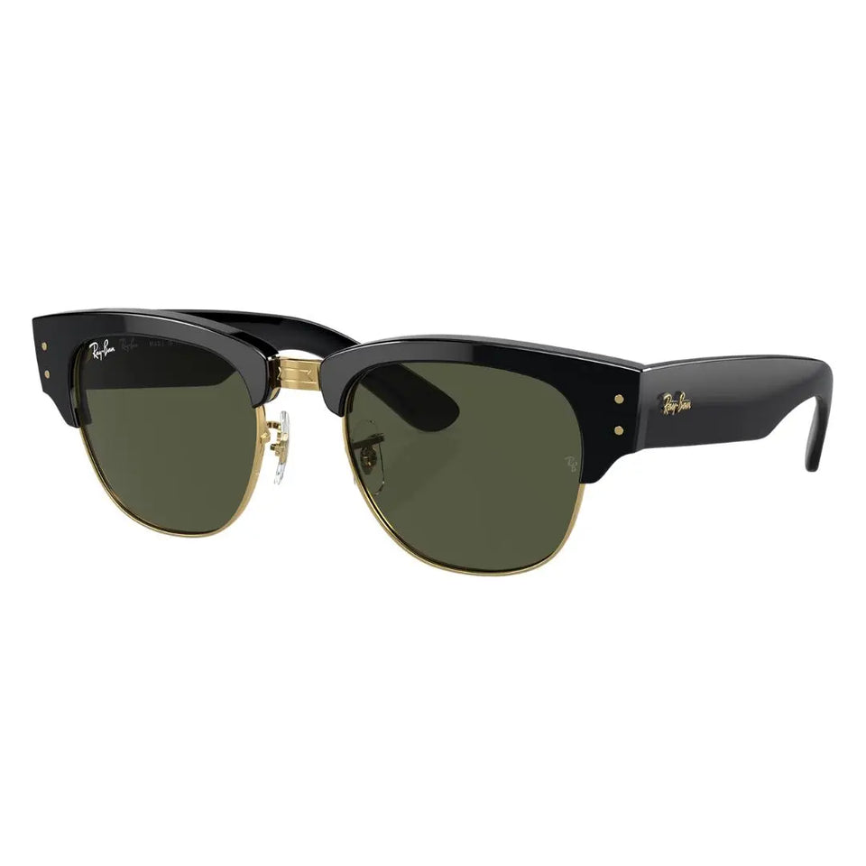 Ray-Ban RB0316S Mega Clubmaster 901/31 sunglasses in black and gold with green G-15 lenses - Gadgets Online NZ