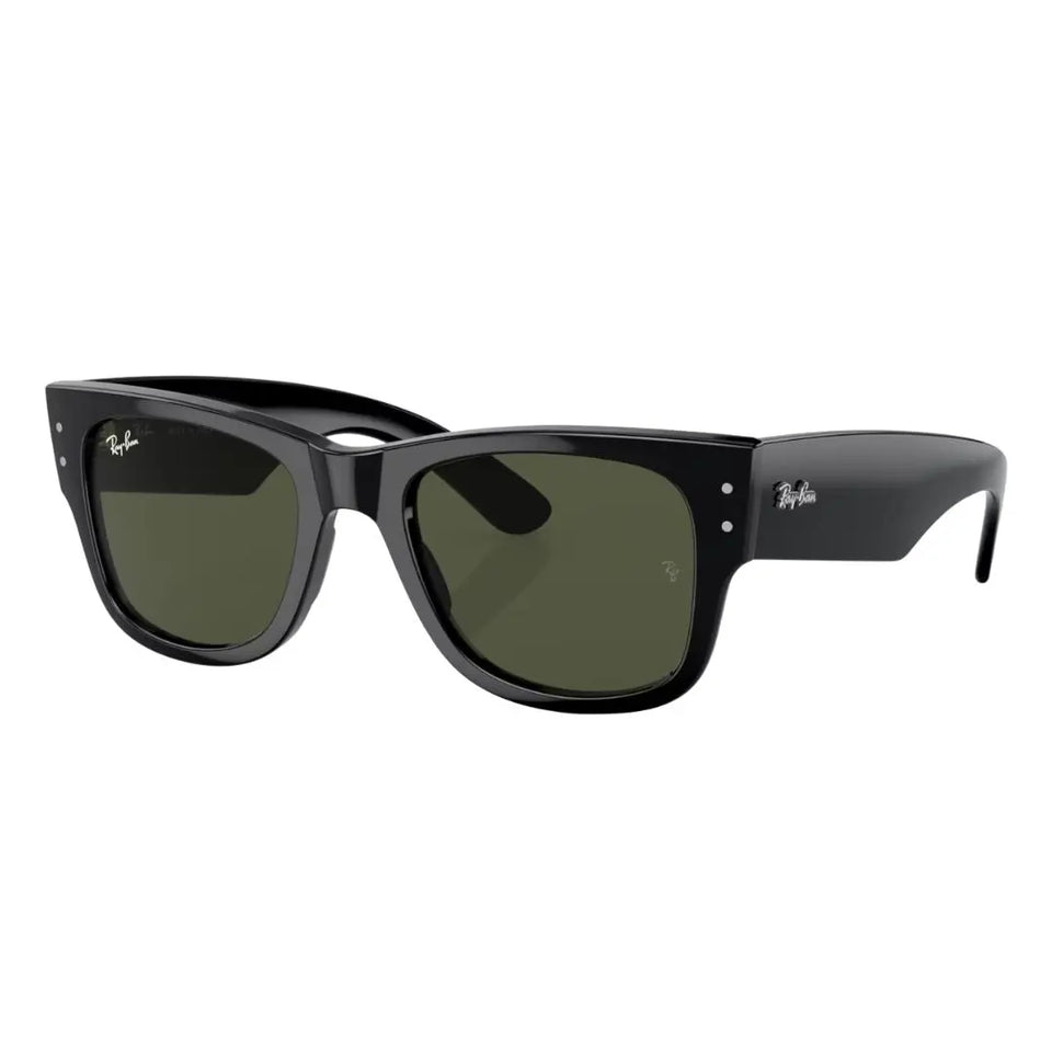 Ray-Ban RB0840S Mega Wayfarer 901/31 sunglasses, black frame with green classic G-15 lenses - Gadgets Online NZ