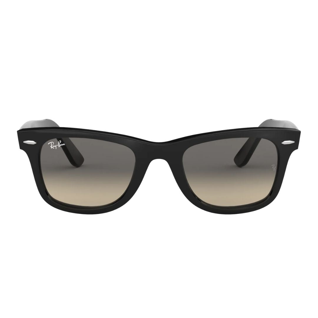 Front view of Ray-Ban Wayfarer RB2140 901/32 black acetate frame and iconic square shape - Gadgets Online NZ