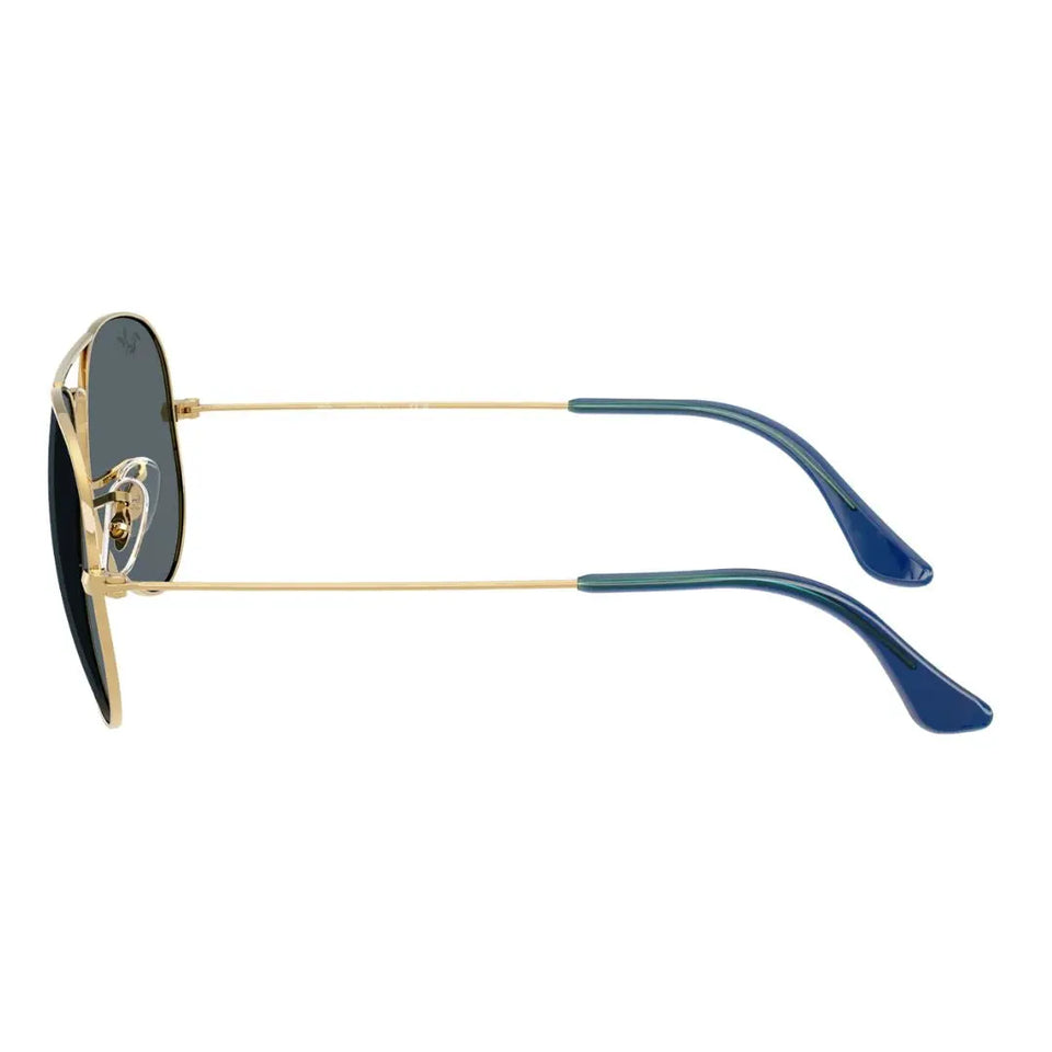 Side view of Ray-Ban Aviator Large Metal RB3025 9278R5 showing gold temples and blue ear tips - Gadgets Online NZ