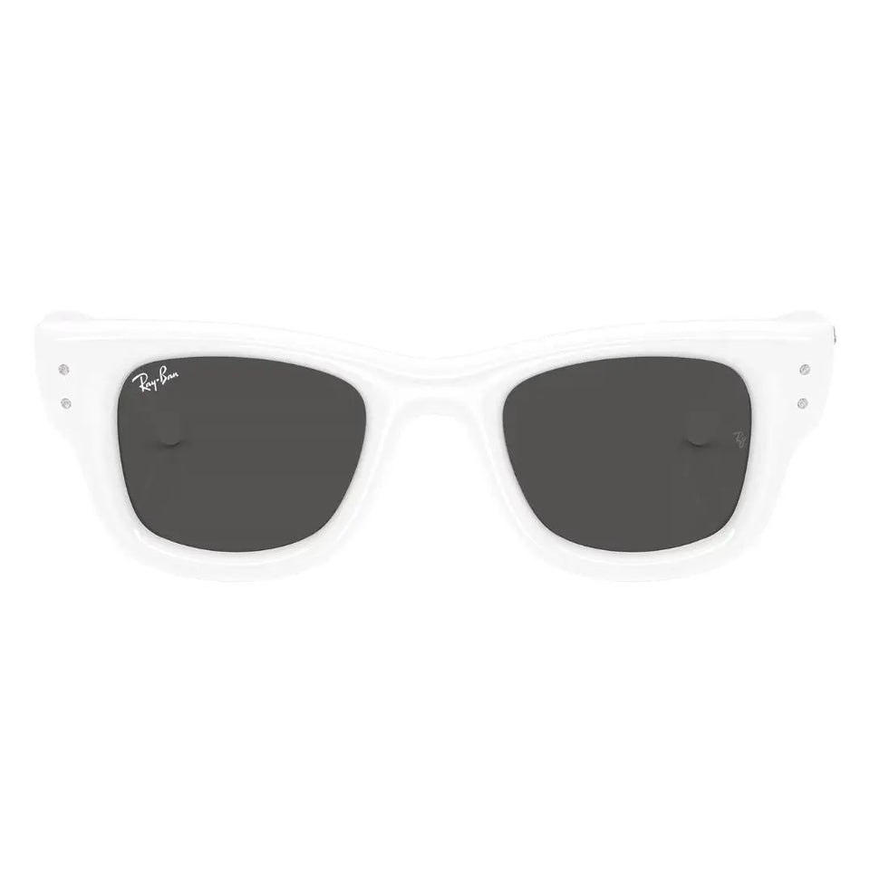 Front view of Ray-Ban RB4940B 686387 white puffer acetate sunglasses featuring silver temple rivets - Gadgets Online NZ