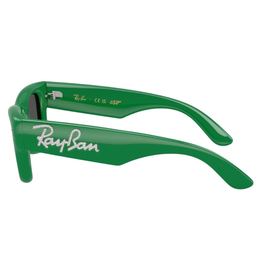 Side view of Ray-Ban RB4940B green sunglasses with crystal-encrusted A$AP Rocky logos - Gadgets Online NZ