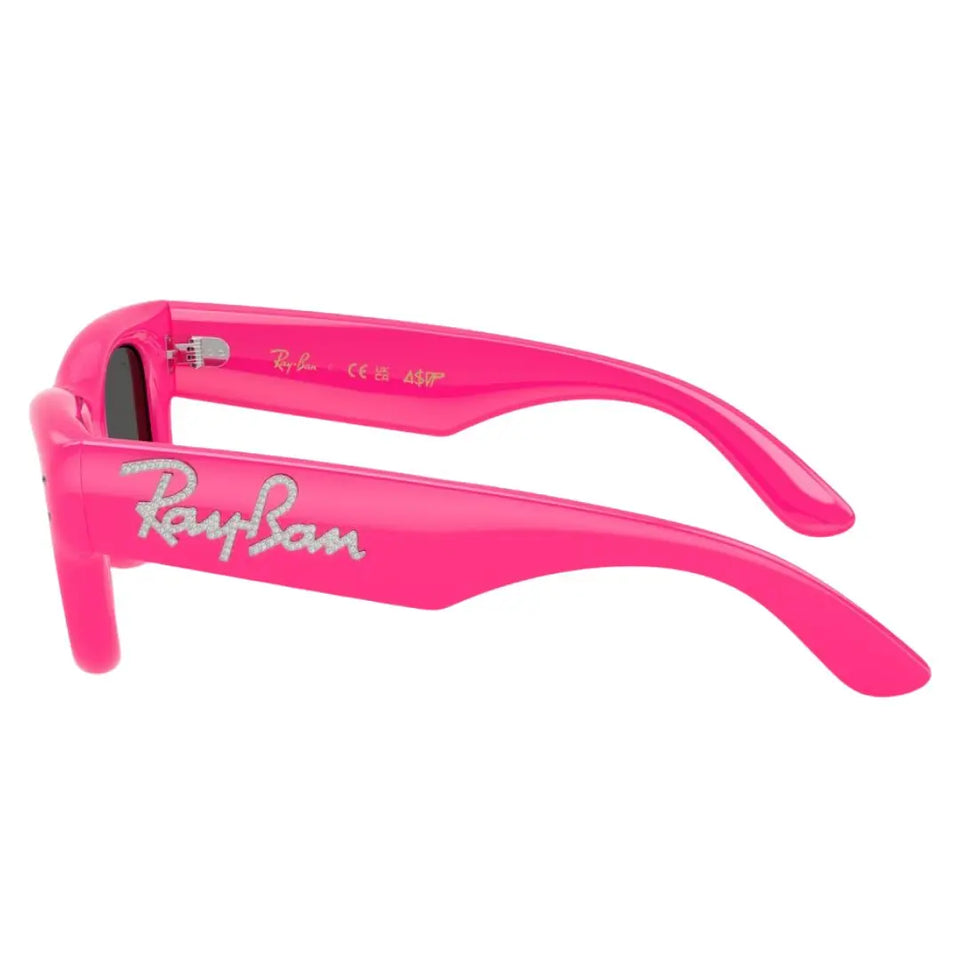 Side view of Ray-Ban RB4940B pink sunglasses with crystal-encrusted A$AP Rocky logos - Gadgets Online NZ