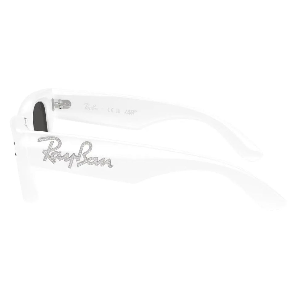 Side view of Ray-Ban RB4940B white sunglasses with crystal-encrusted A$AP Rocky logos - Gadgets Online NZ