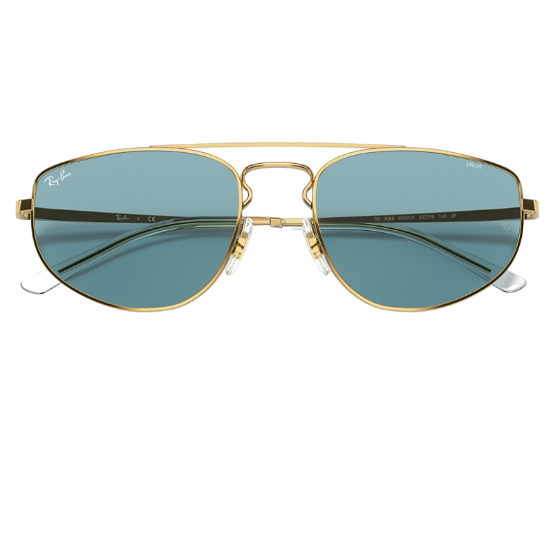 Ray-Ban RB3668 001/Q2 Shiny Gold Blue Lenses Sunglasses
