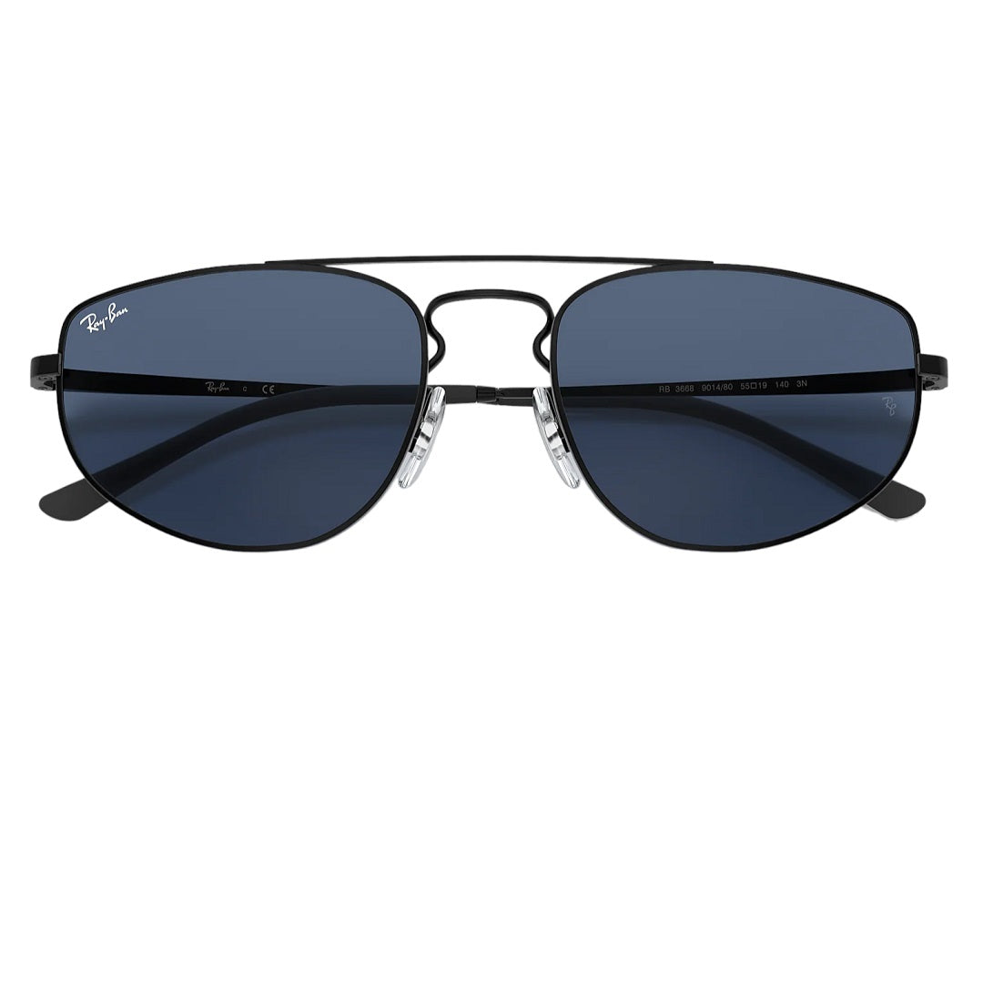 RayBan RB3668 901480 Rubber Black Dark Blue Lenses Sunglasses