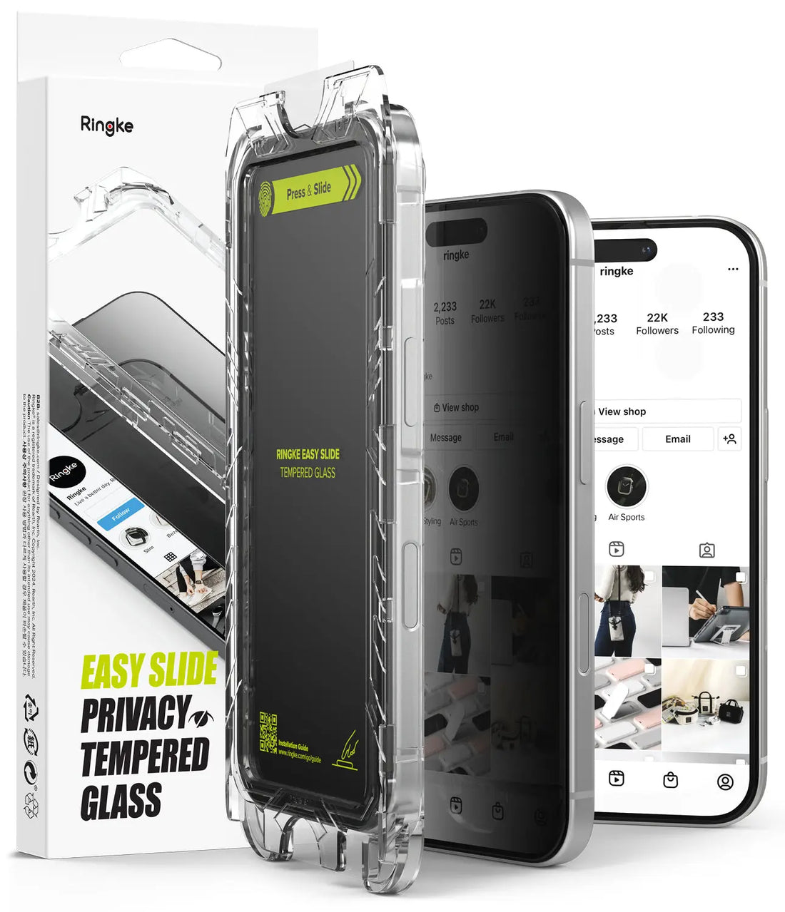Ringke iPhone 16 Pro Easy Slide Privacy Glass 2 Pack