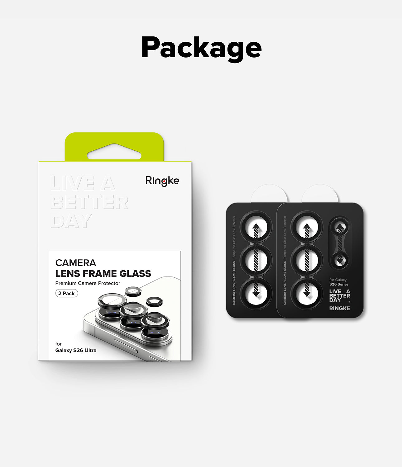 Ringke camera lens frame glass package on a white background