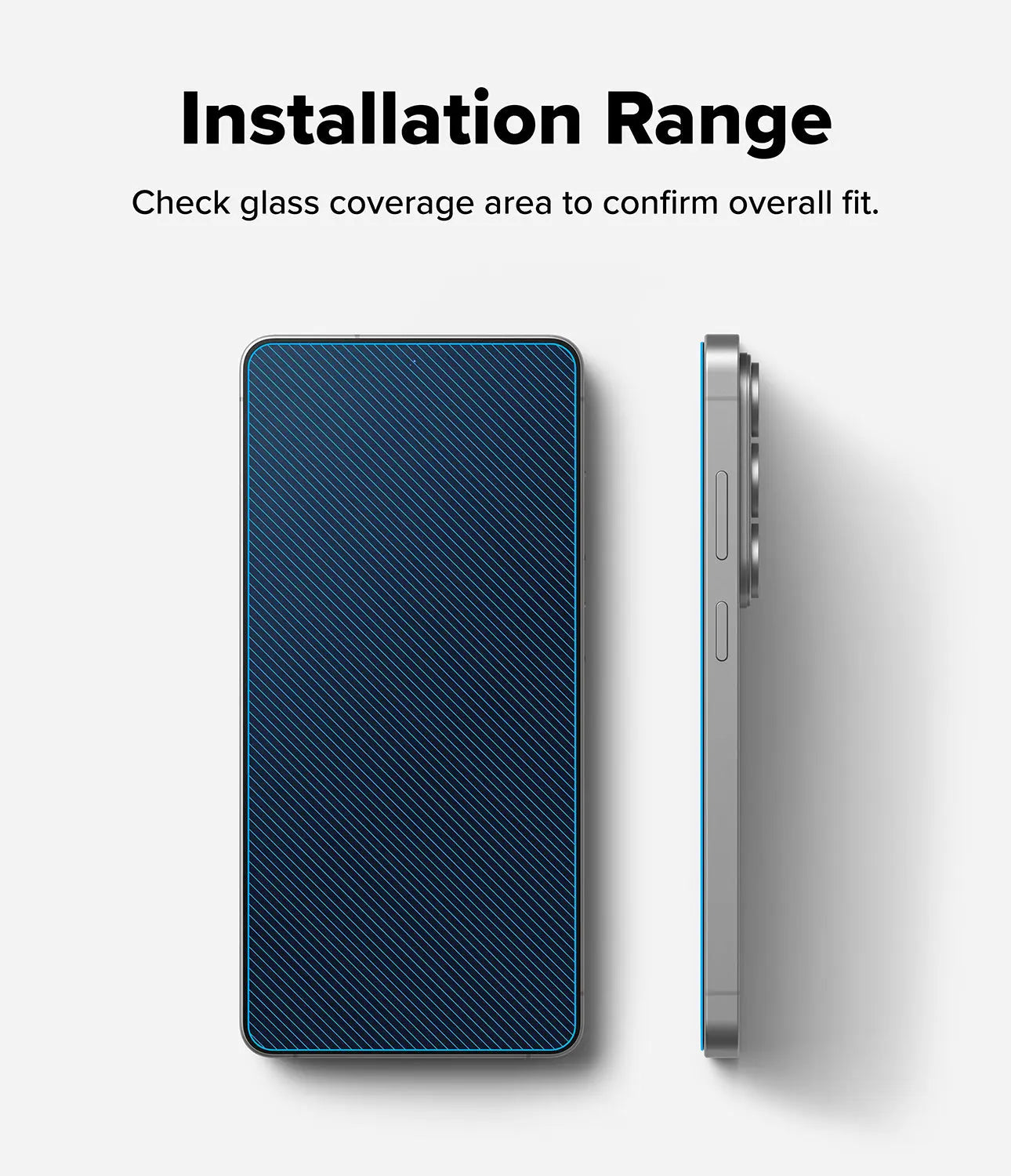 Phone case with text indicating installation range check