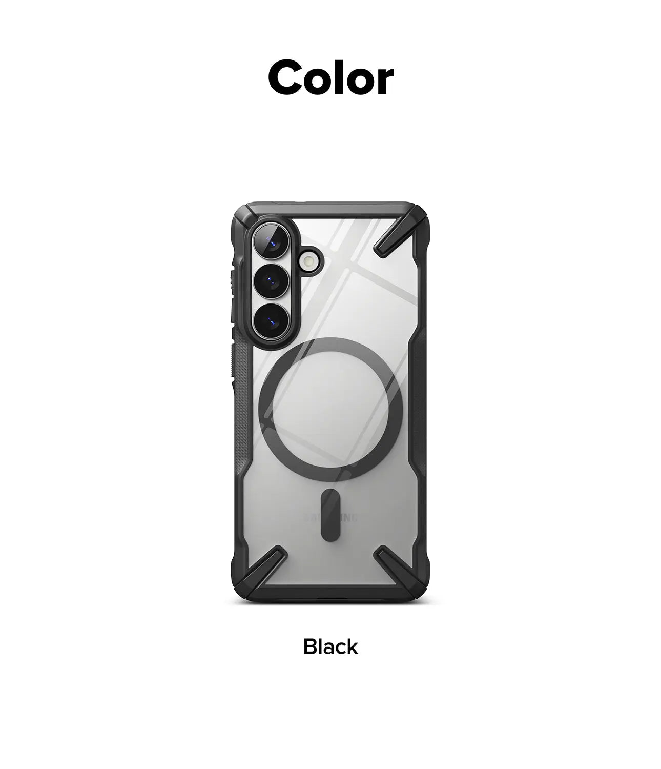 Black phone case with clear back on a white background