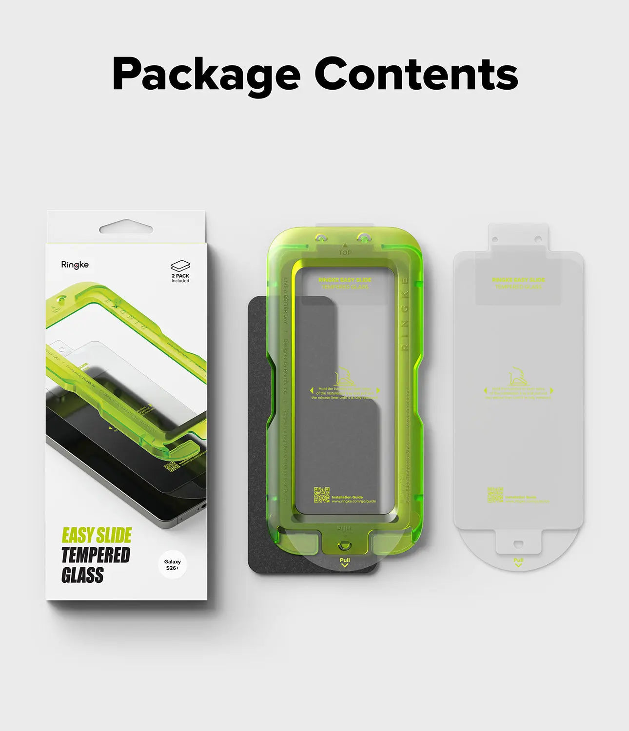 Packaged phone screen protector with packaging on a white background