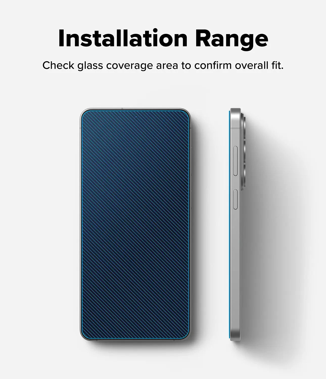 Smartphone with a blue screen protector on a white background