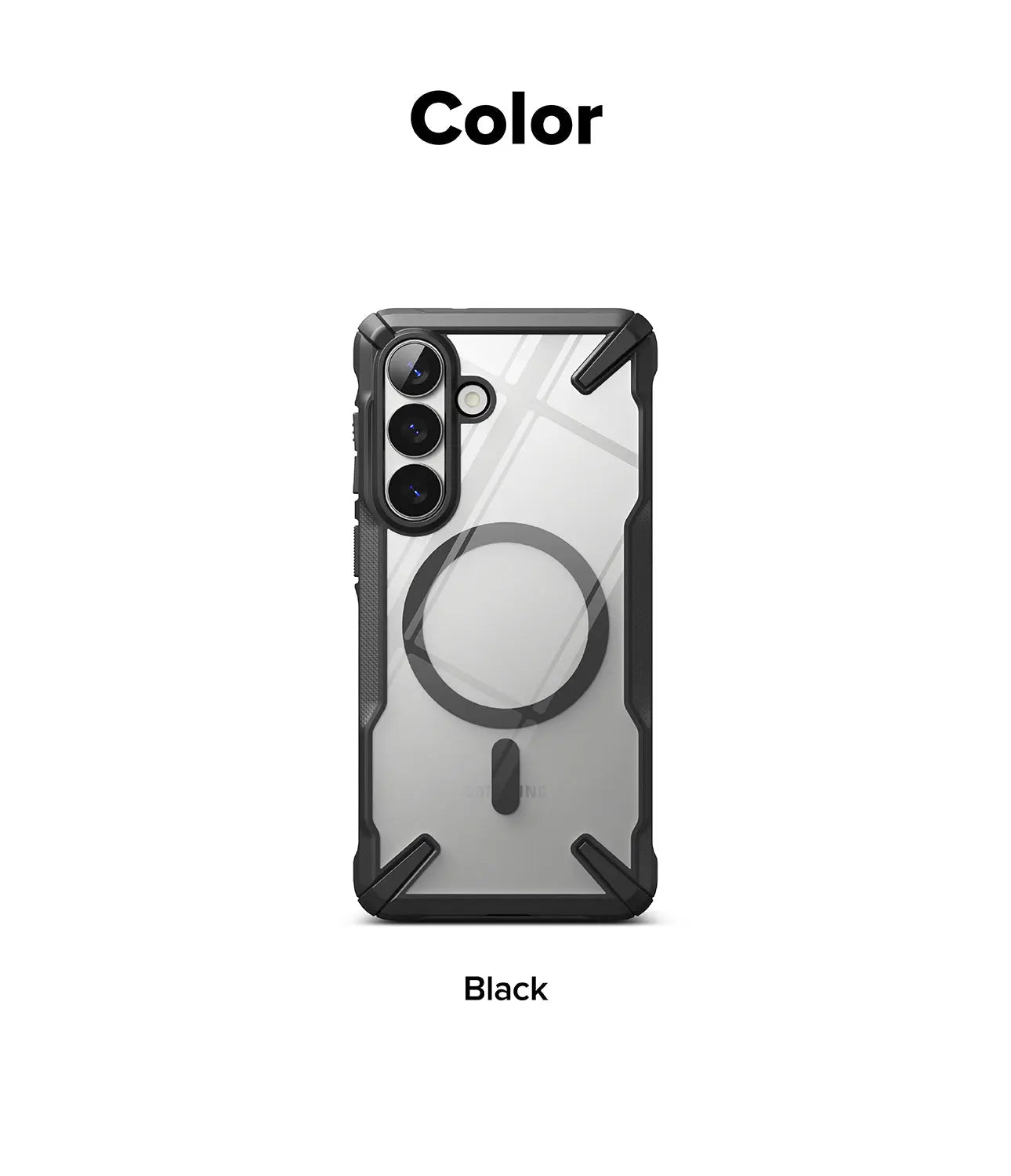 Black phone case with clear back on a white background