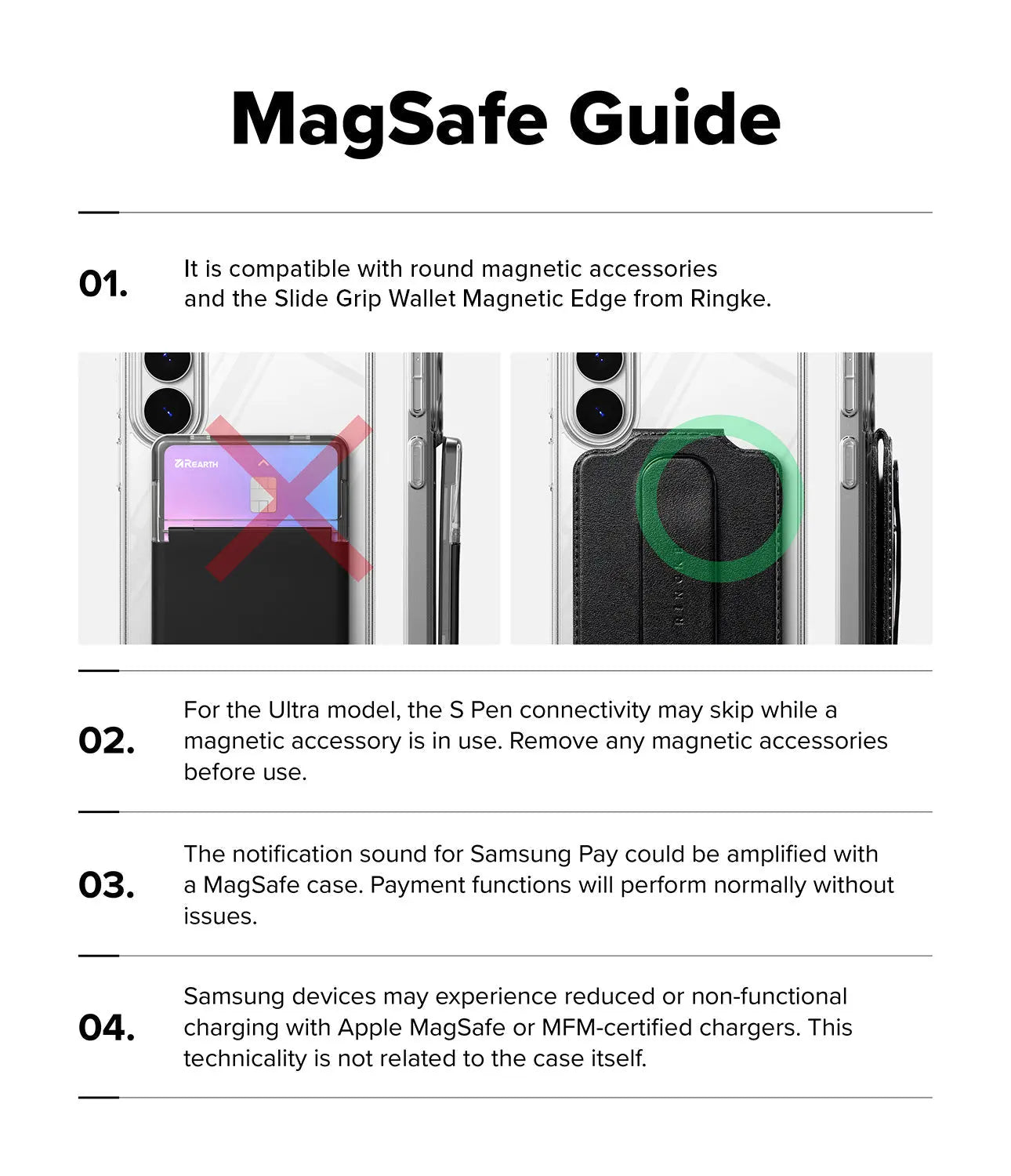 MagSafe guide with compatibility information and usage tips on a white background