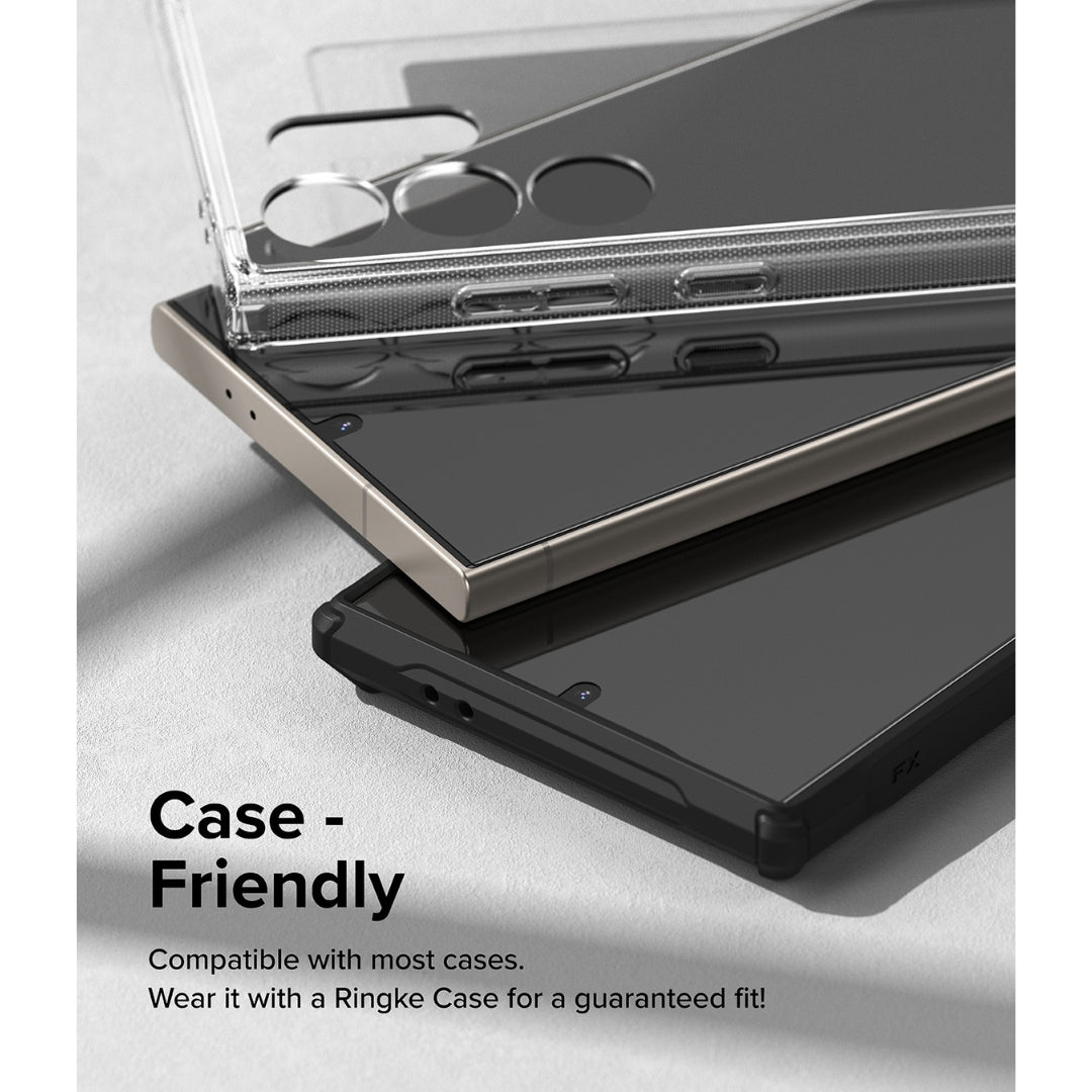 Protect your Galaxy S24 Ultra with our case-friendly screen protector, compatible with most cases for added convenience