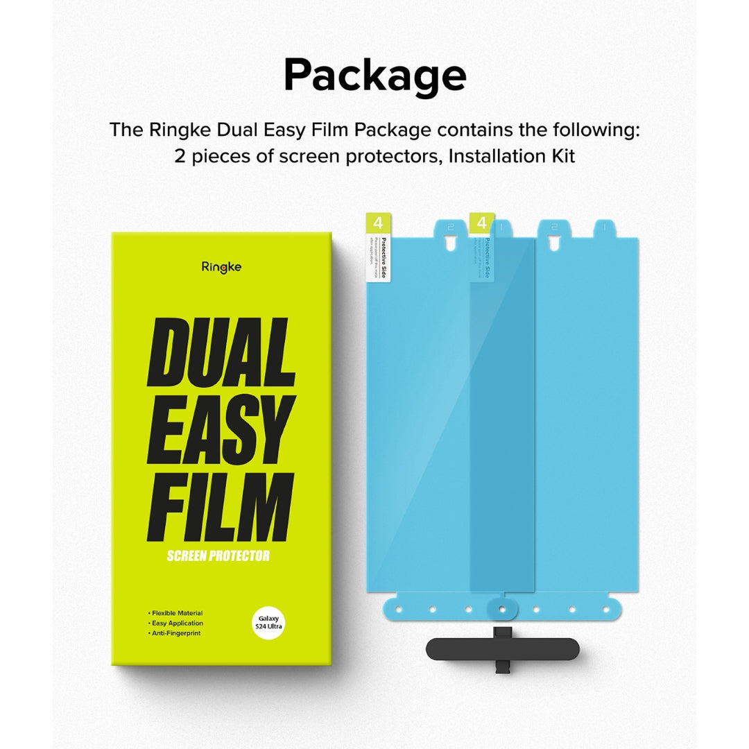 The Ringke Dual Easy Film package includes two pieces of screen protectors and an installation kit for your convenience.