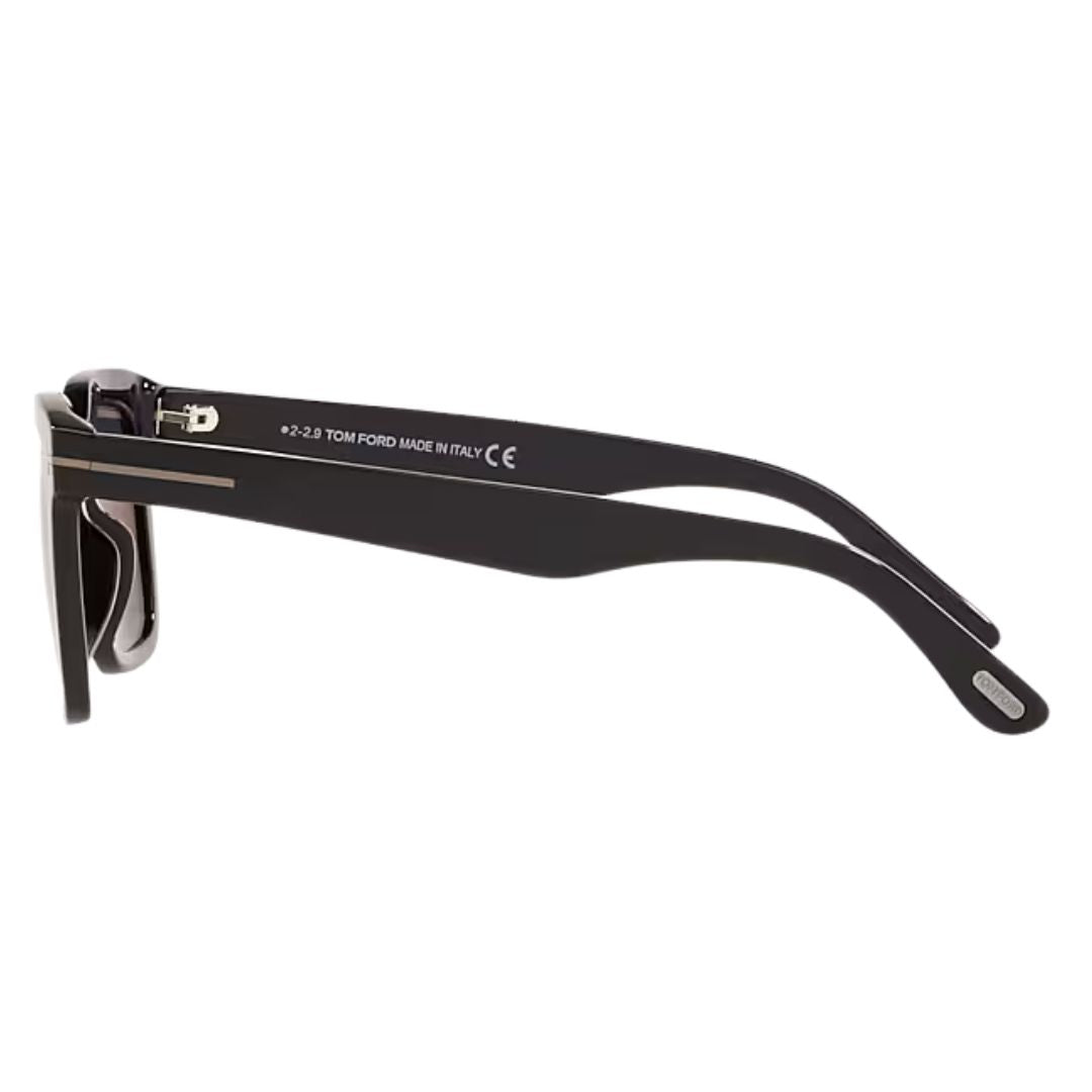 Side view of Tom Ford FT0751-N Dax sunglasses showing thick black temples and iconic silver hardware - Gadgets Online NZ