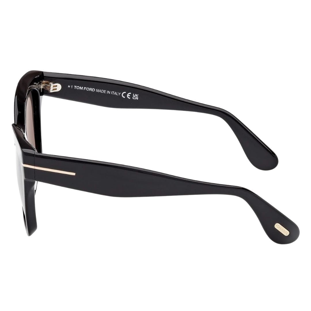 Side view of Tom Ford FT1217 Elvira sunglasses showing thick black temples and gold hardware - Gadgets Online NZ