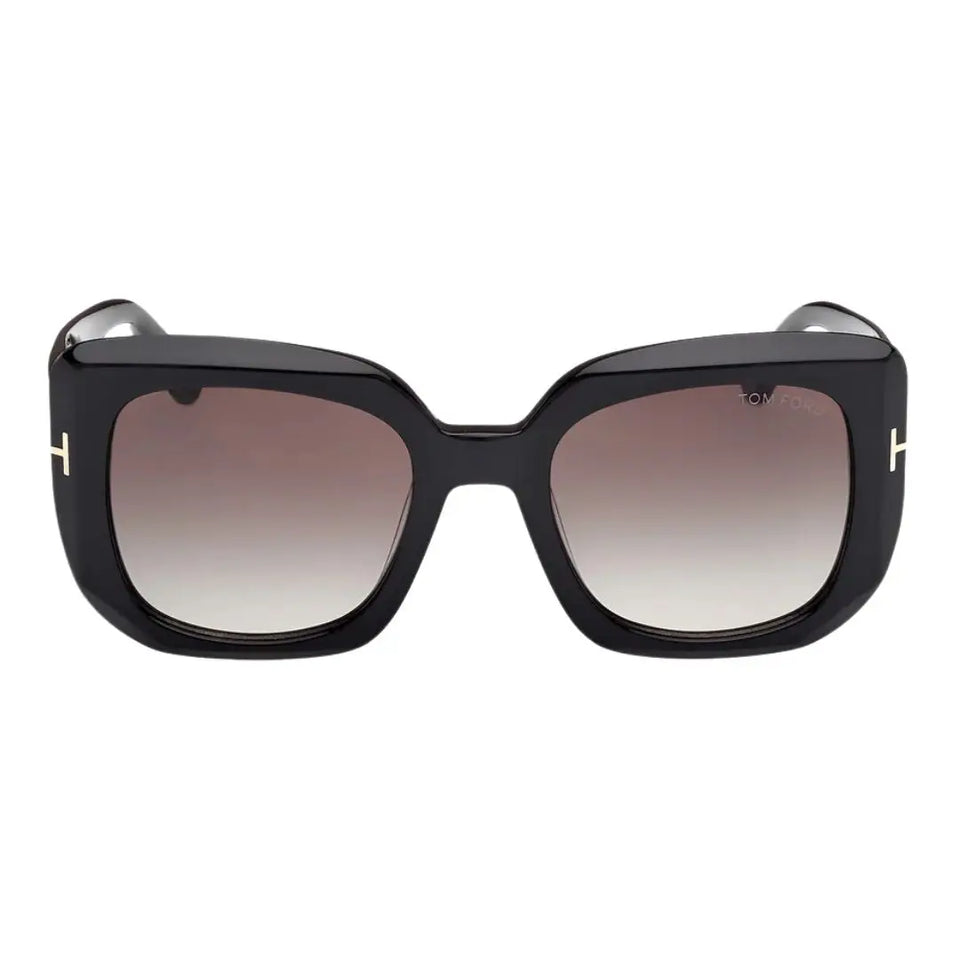 Front view of Tom Ford Carla-02 FT1220 01B featuring a bold black oversized square acetate frame - Gadgets Online NZ