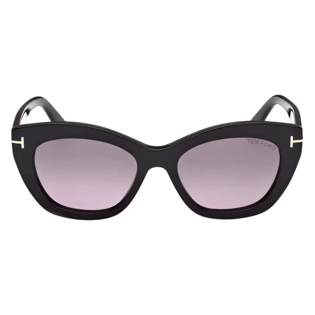 Front view of Tom Ford Linda-02 FT1285 01B featuring a bold black cat-eye acetate frame - Gadgets Online NZ