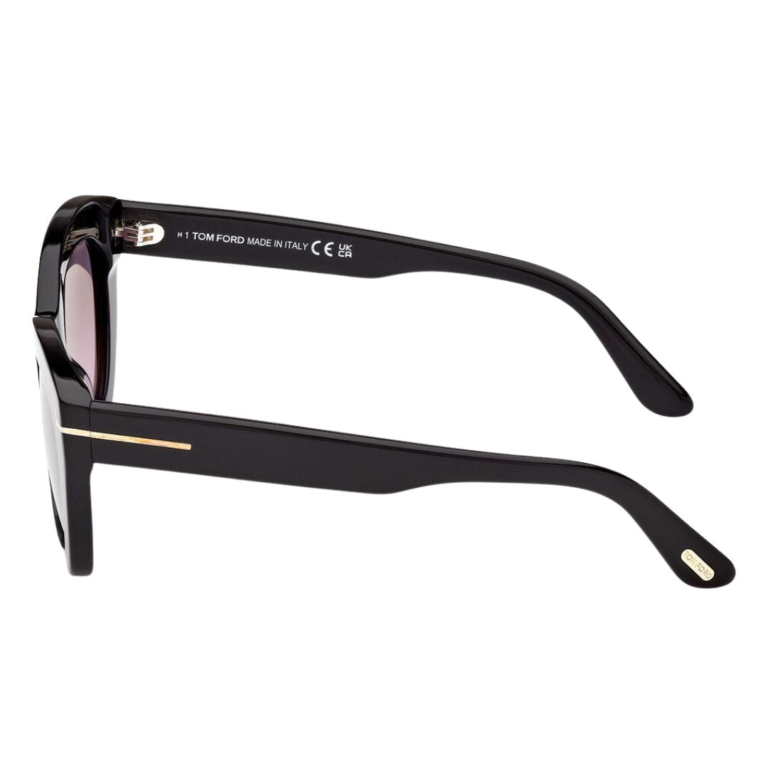 Side view of Tom Ford FT1285 Linda-02 sunglasses showing thick black temples and gold hardware - Gadgets Online NZ