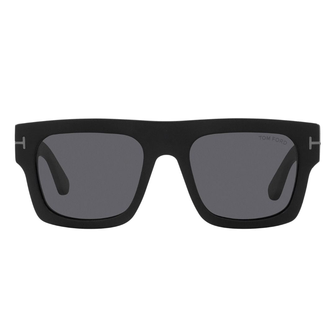Front view of Tom Ford Fausto FT0711-N 02A featuring a bold matte black square acetate frame - Gadgets Online NZ