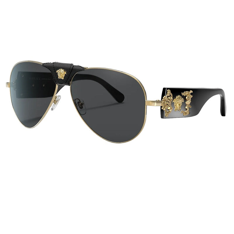 Versace VE2150Q 62 Grey-Black & Gold Sunglasses