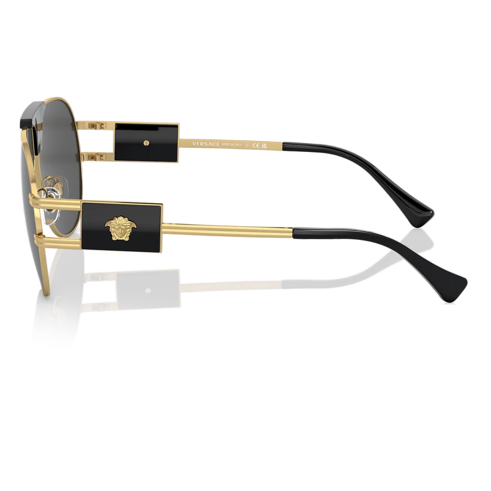 Versace VE2252 Gold with Dark Grey Medusa's Pilot Shape Sunglasses