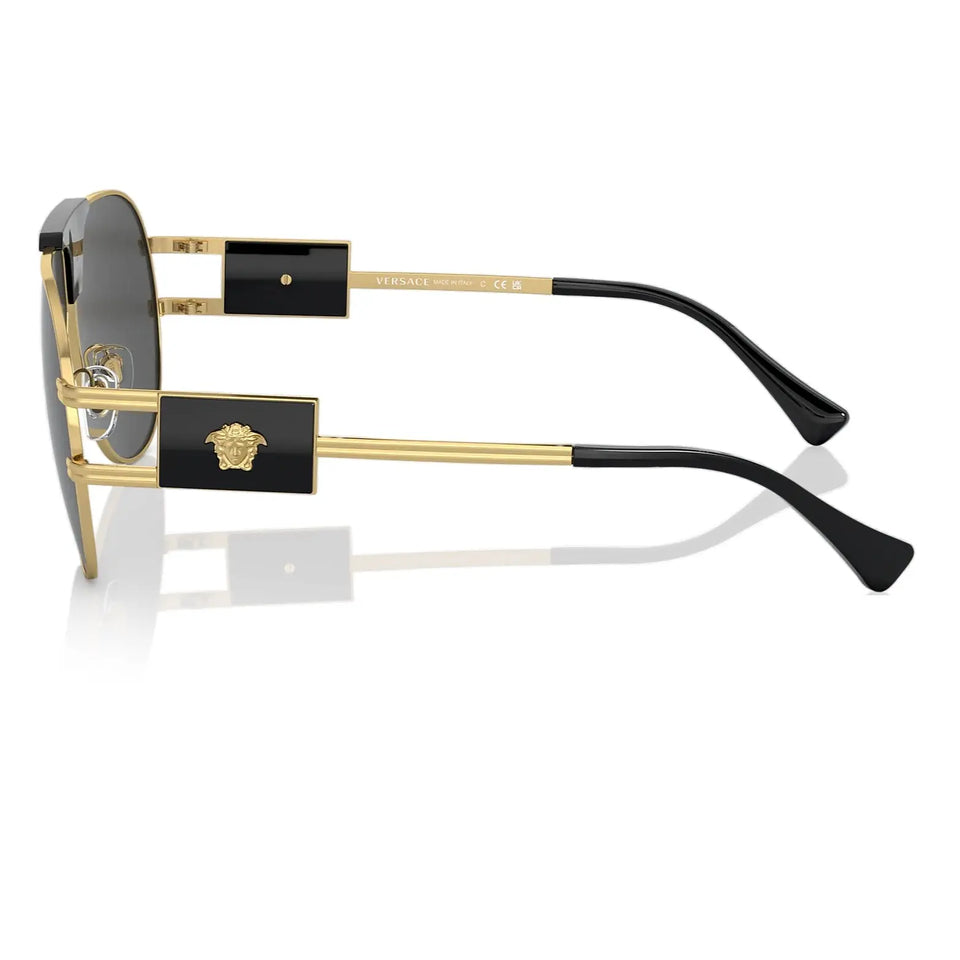 Versace VE2252 Gold with Dark Grey Medusa's Pilot Shape Sunglasses Versace