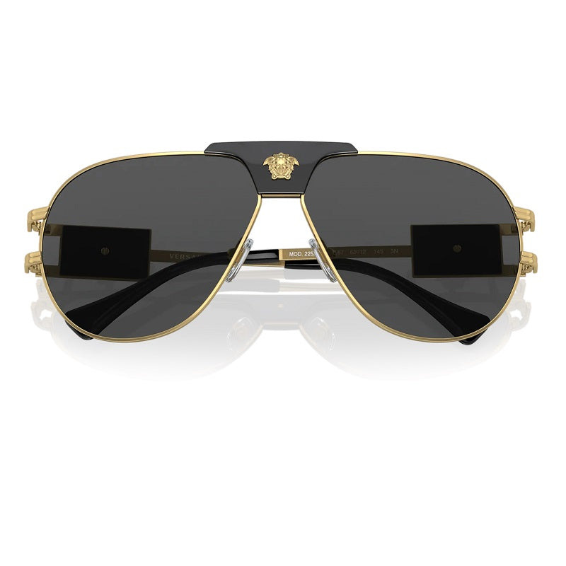 Versace VE2252 Gold with Dark Grey Medusa's Pilot Shape Sunglasses