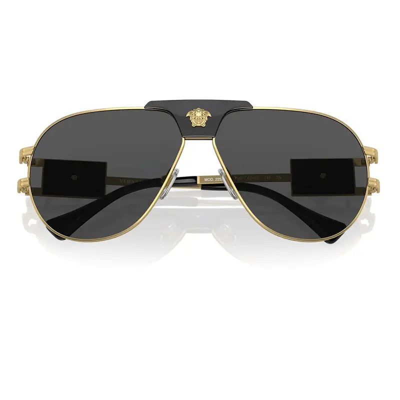 Versace VE2252 Gold with Dark Grey Medusa's Pilot Shape Sunglasses Versace