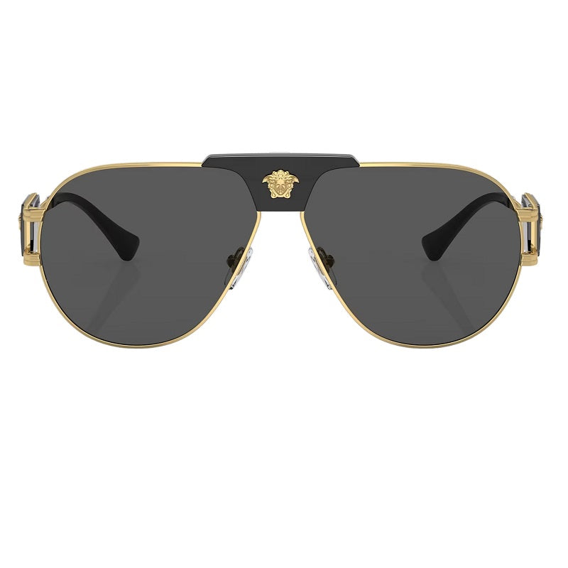Versace VE2252 Gold with Dark Grey Medusa's Pilot Shape Sunglasses