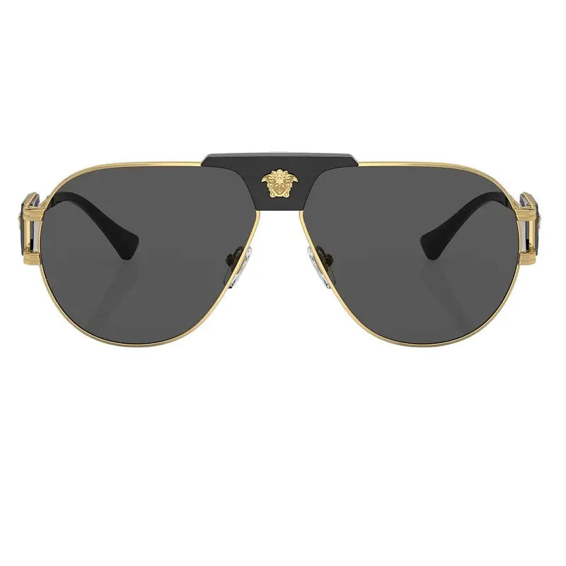 Versace VE2252 Gold with Dark Grey Medusa's Pilot Shape Sunglasses Versace