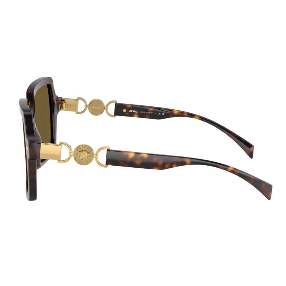 Versace VE4441 108/73 Sunglasses- Havana Frame, Dark Brown Lens Side Frame View
