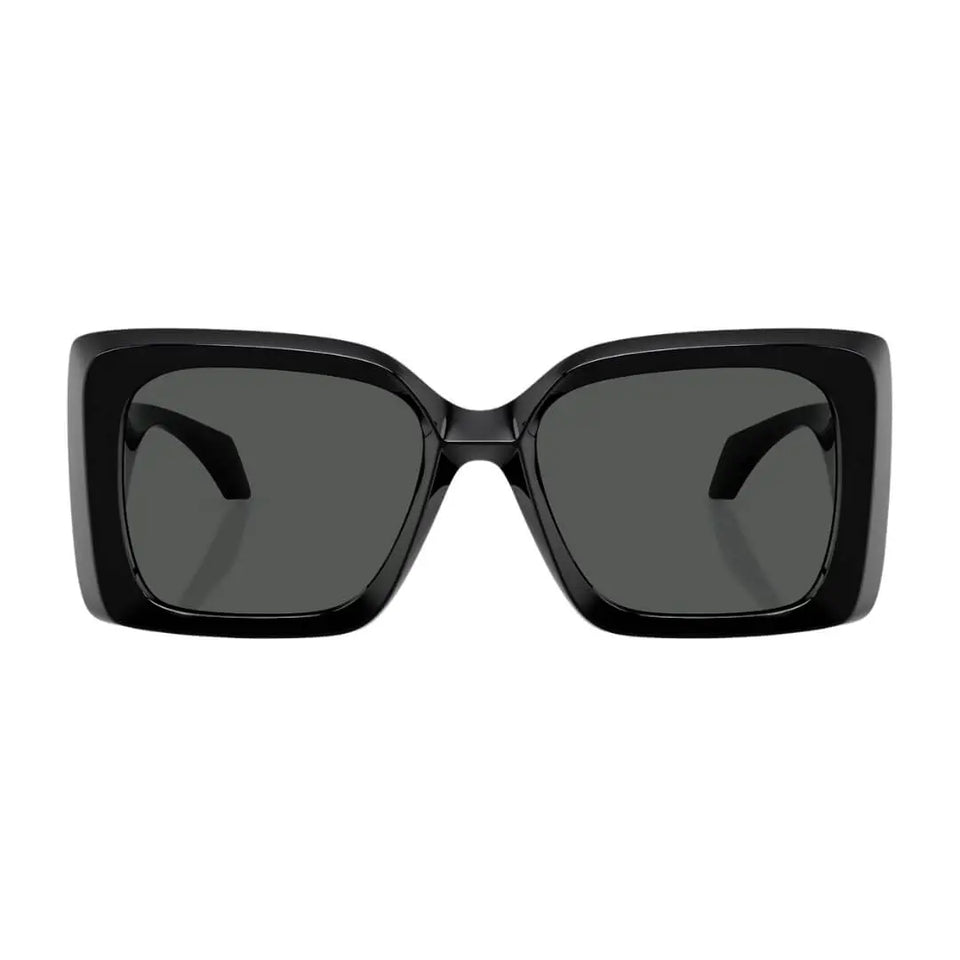 Versace VE4467U GB1/87 Sunglasses - Black Frame, Dark Grey Lens Close Up Front View