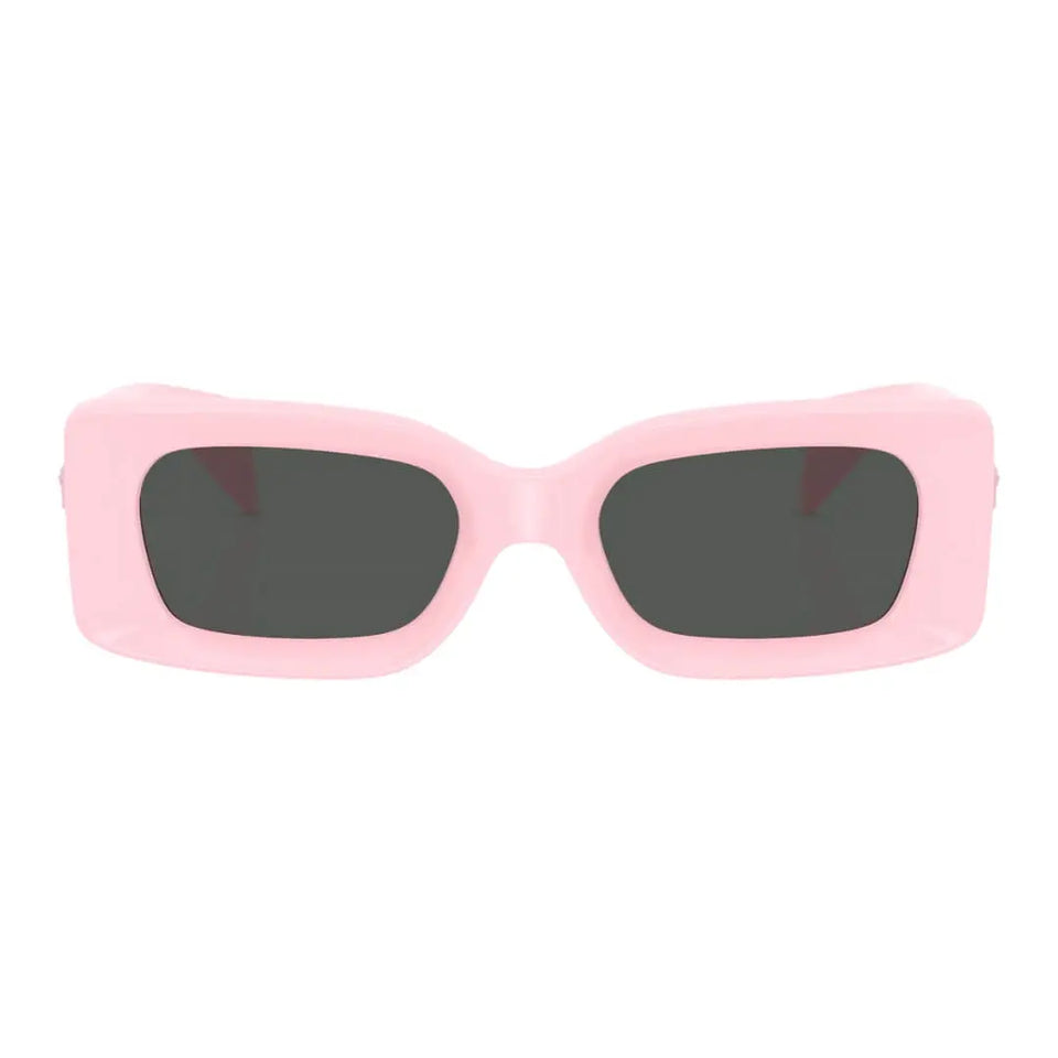 Versace VE4474U 548587 Sunglasses - Pink Frame, Dark Grey Lens Close Up Front View