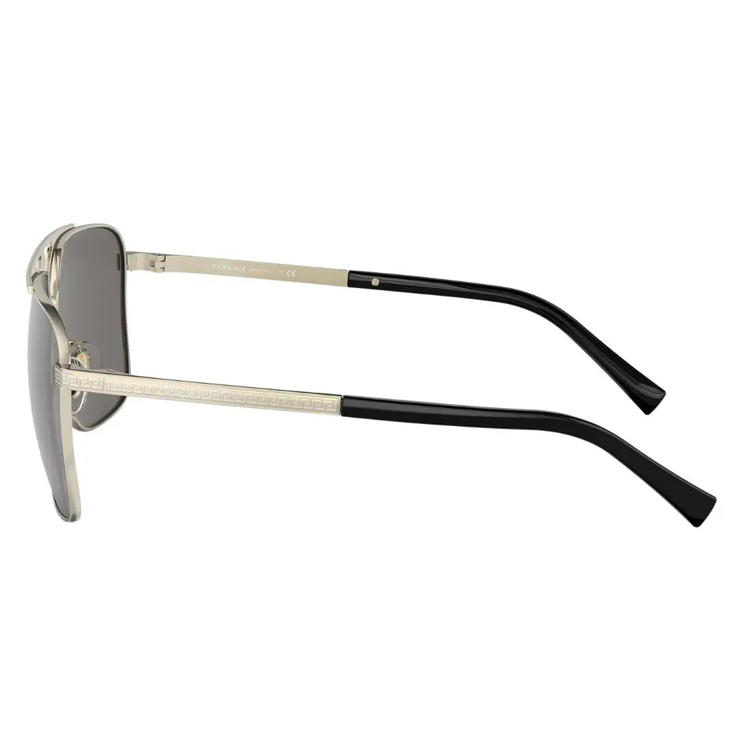 Side view of Versace VE2238 gold sunglasses showing thin metal temples with Greca key engraving - Gadgets Online NZ