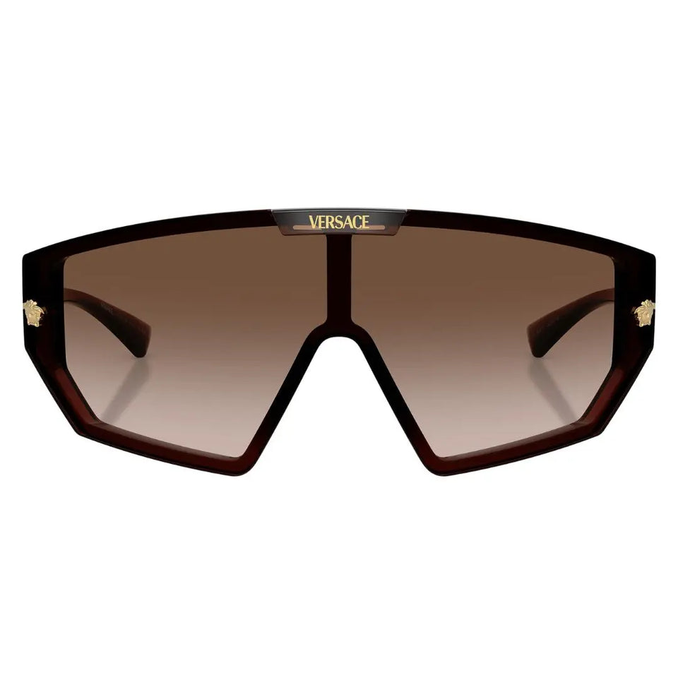 Front view of Versace VE4461 533213 featuring an oversized transparent brown mask frame and gradient lenses - Gadgets Online NZ