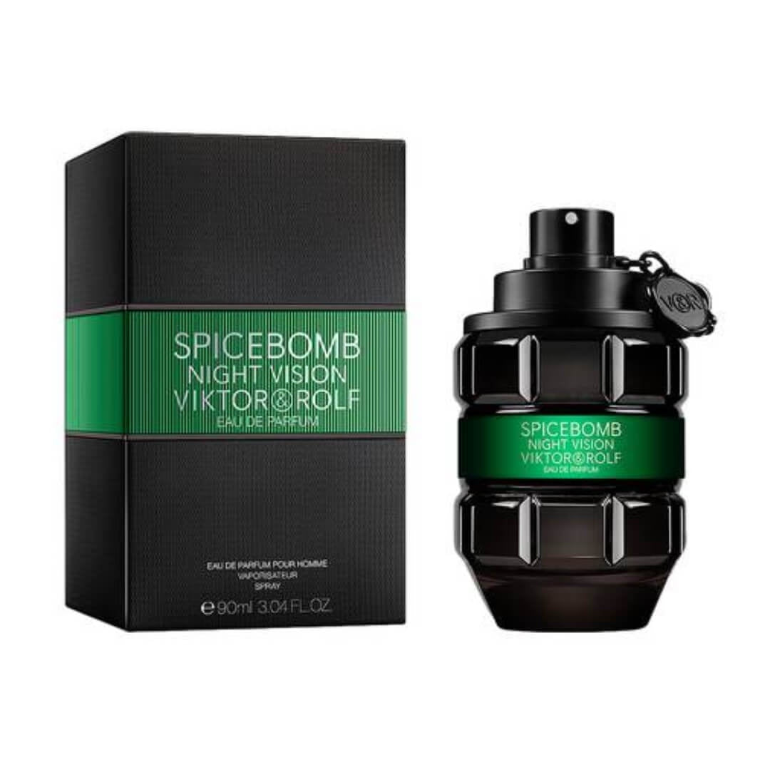 Viktor & Rolf Spicebomb Night Vision EDP 90ml for Men at Gadgets Online NZ LTD - The iconic grenade-shaped bottle captures the essence of the night with a blend of spices, aromatics, and woods.