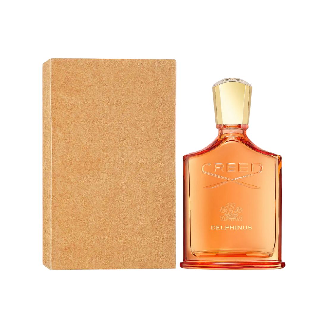 Orange Creed Delphinus 100ml Tester perfume bottle with a matching box on a white background 