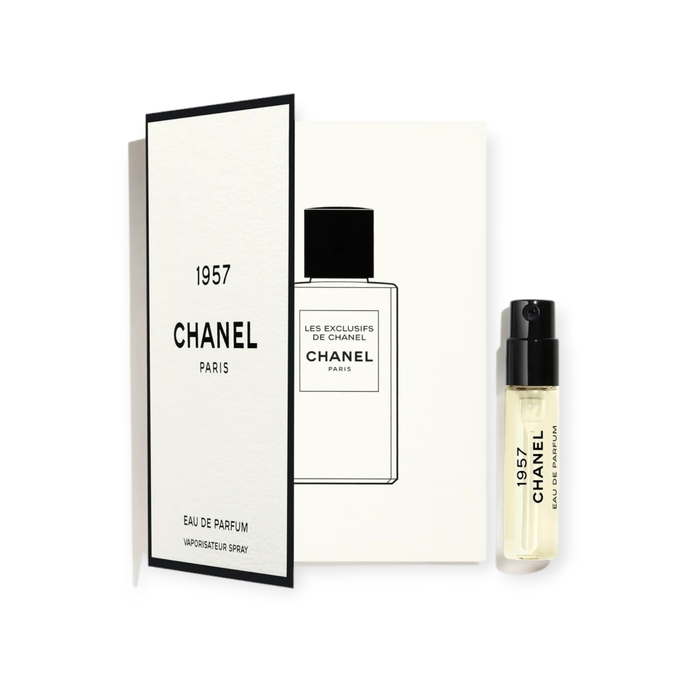 Chanel 1957 Eau de Parfum 1.5ml sample spray vial and Les Exclusifs card