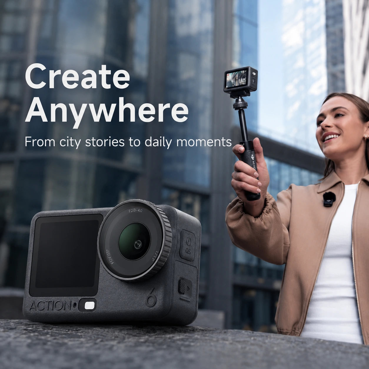 DJI Osmo Action 6 Adventure Combo with three batteries, battery case and extension rod